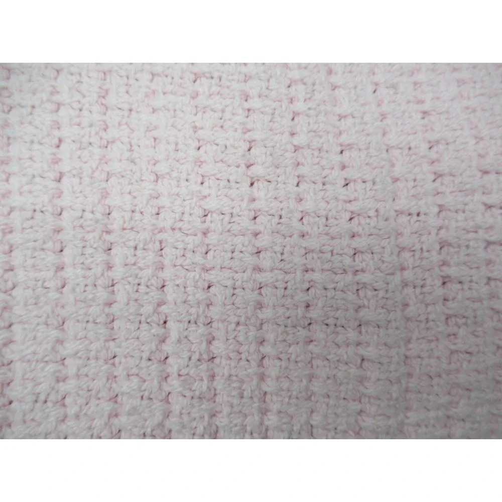 Pottery Barn kids pink thermal‎ woven cotton blanket USED READ 67x78
